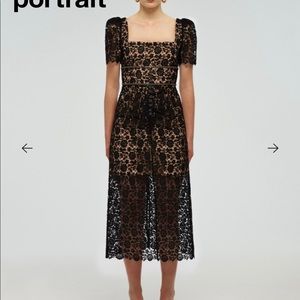 Self Portrait Guipure Fitted Midi Dress